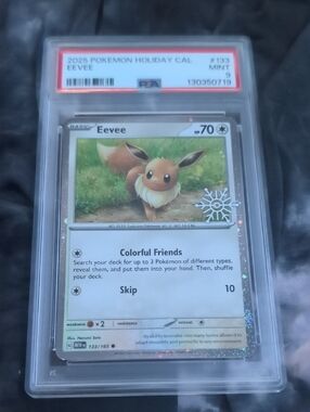 Pokemon Eevee Holographic Card - Brown, Green, Silver Accents